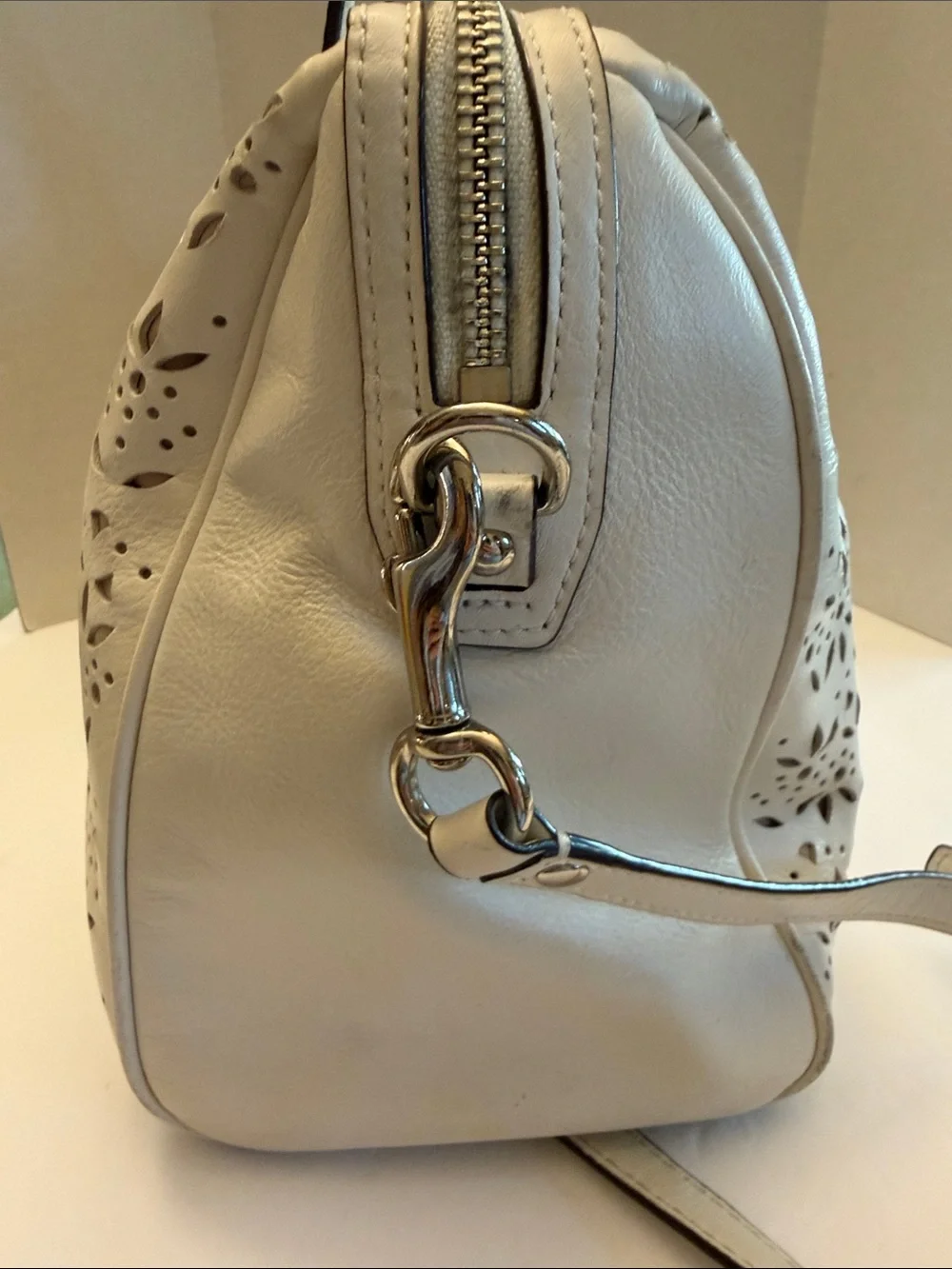 Coach Taylor Eyelet Laser-Cut Leather Satchel with Top Handles